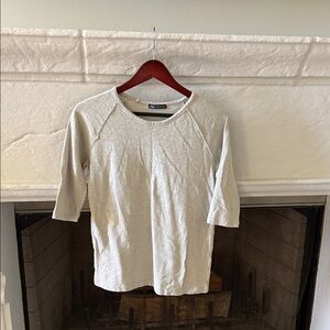 Zara Heather Gray 3/4 Sleeve Crew Neck Top